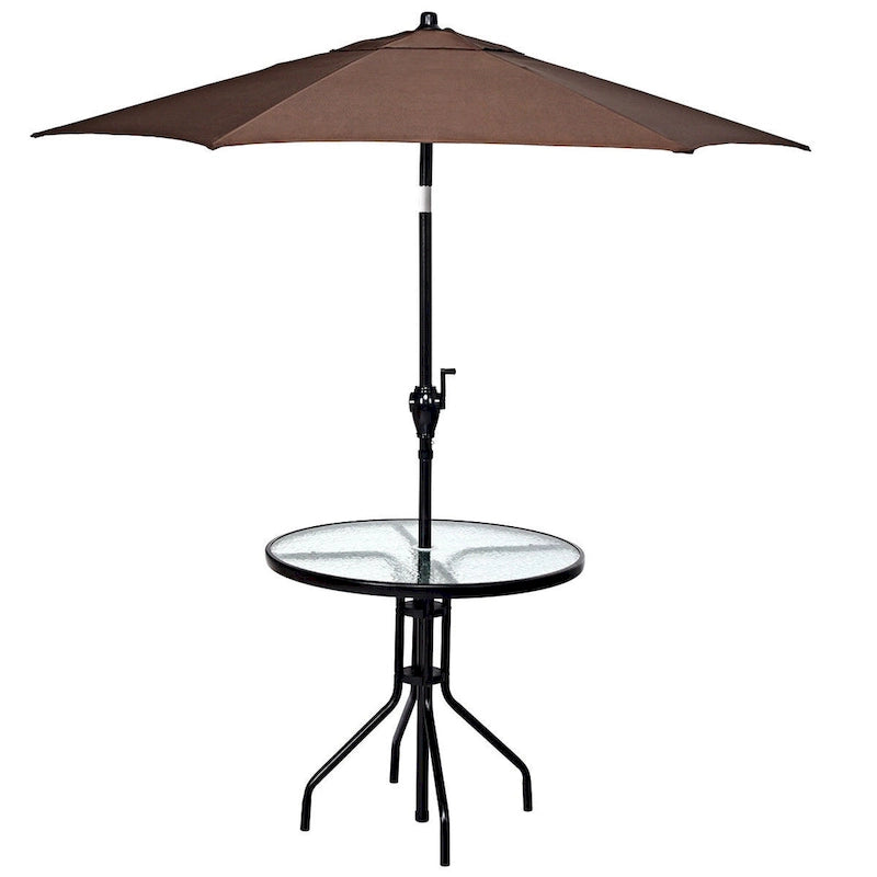 Costway 32 Outdoor Patio Round Table Tempered Glass Top