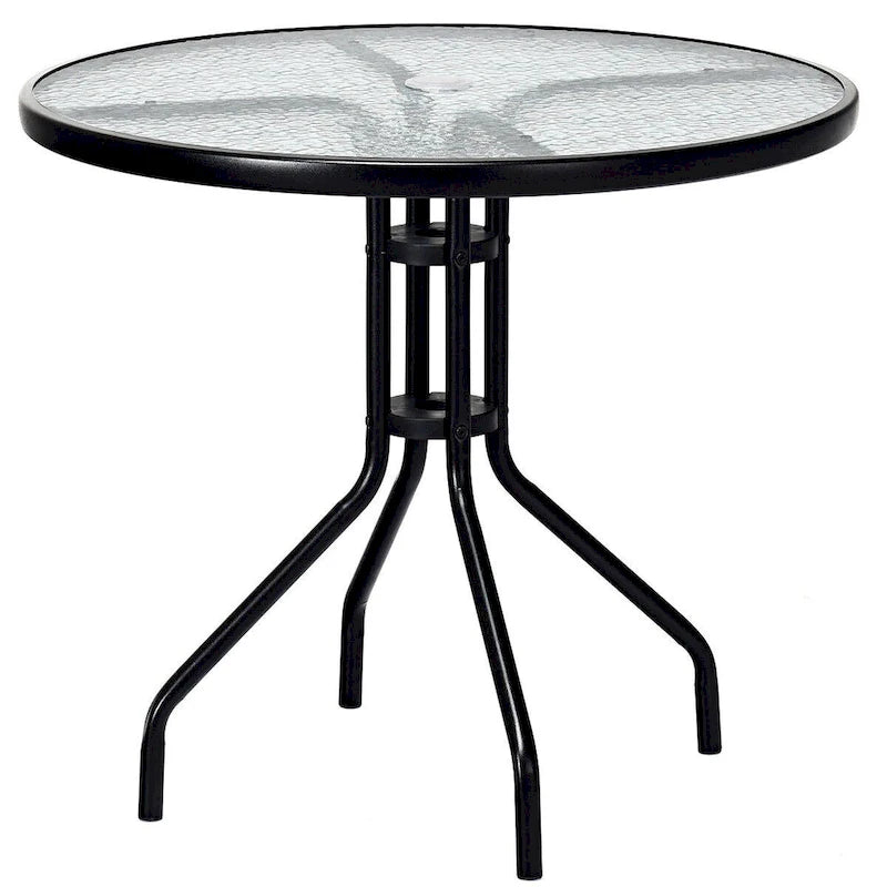 Costway 32 Outdoor Patio Round Table Tempered Glass Top
