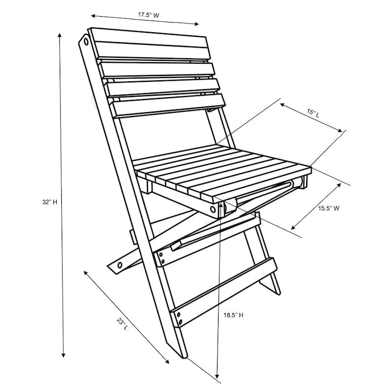 Las Cabos Fully Assembled All-Weather Recycled HDPE Outdoor Folding Bistro Chair