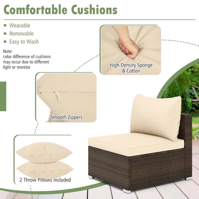Costway 7 PCS Patio Rattan Furniture Set Sectional Sofa Cushioned - See Details