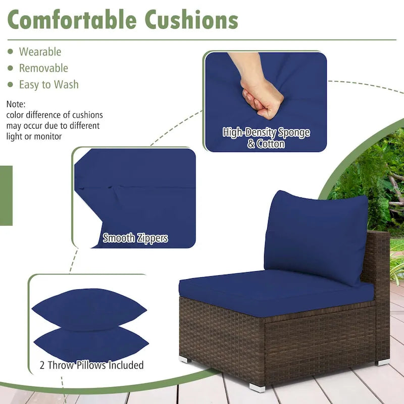 Costway 7 PCS Patio Rattan Furniture Set Sectional Sofa Cushioned - See Details