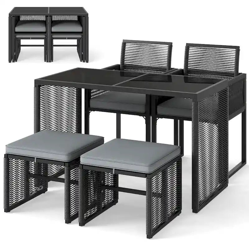 Costway 5 PCSPEWickerPatioDiningSet Outdoor Conversation Set with - See Details
