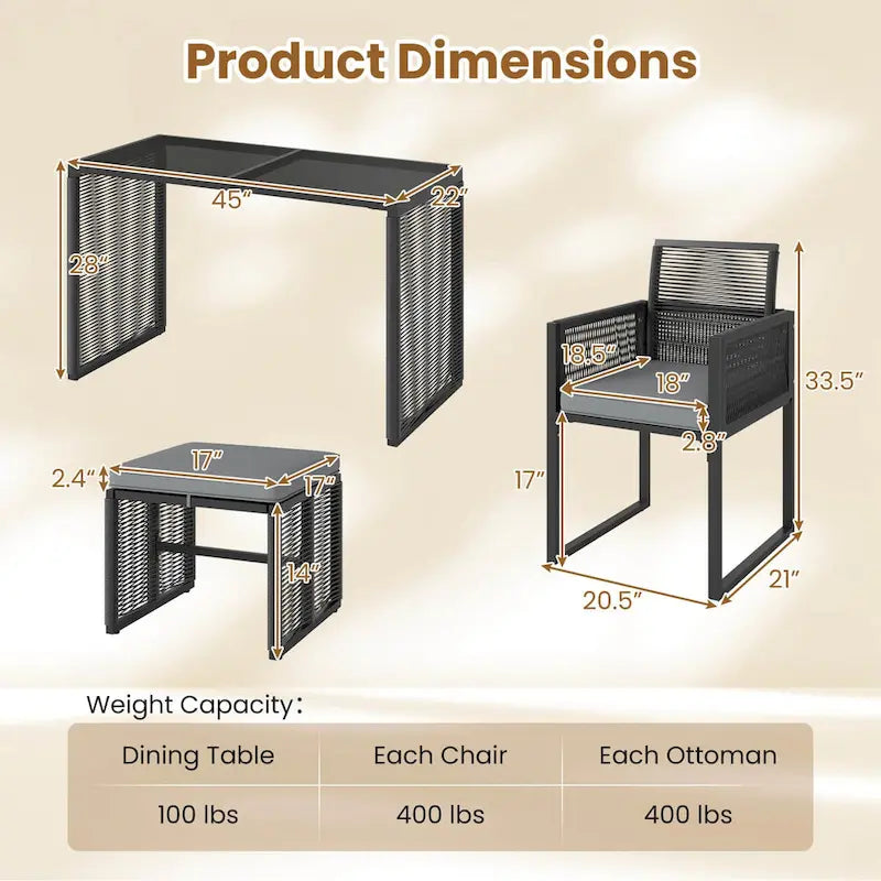 Costway 5 PCSPEWickerPatioDiningSet Outdoor Conversation Set with - See Details