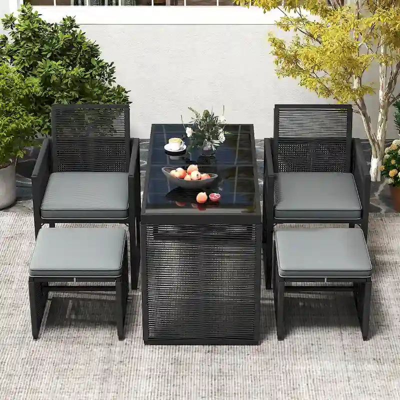 Costway 5 PCSPEWickerPatioDiningSet Outdoor Conversation Set with - See Details