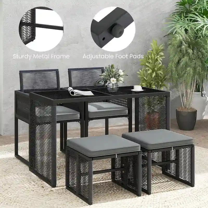 Costway 5 PCSPEWickerPatioDiningSet Outdoor Conversation Set with - See Details