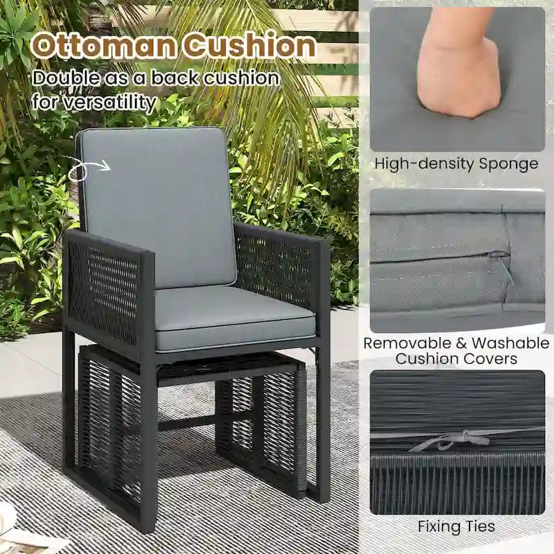 Costway 5 PCSPEWickerPatioDiningSet Outdoor Conversation Set with - See Details