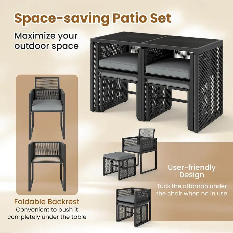 Costway 5 PCSPEWickerPatioDiningSet Outdoor Conversation Set with - See Details