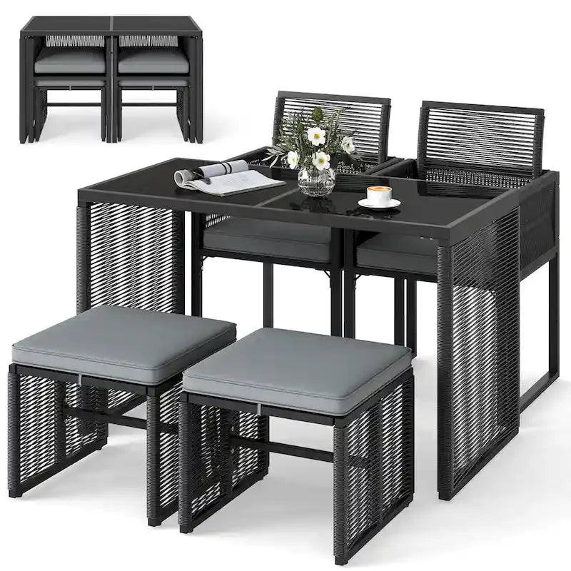 Costway 5 PCSPEWickerPatioDiningSet Outdoor Conversation Set with - See Details
