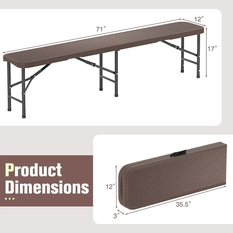 Costway 6 ft Plastic Folding Bench with 1320 LBS Capacity Handle & - See Details