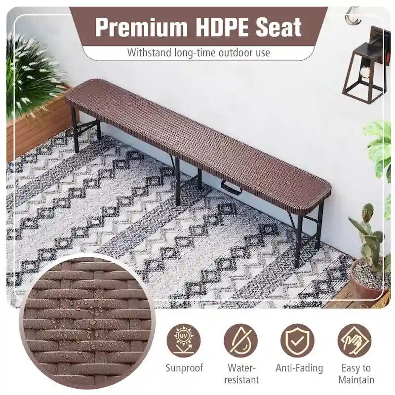 Costway 6 ft Plastic Folding Bench with 1320 LBS Capacity Handle & - See Details