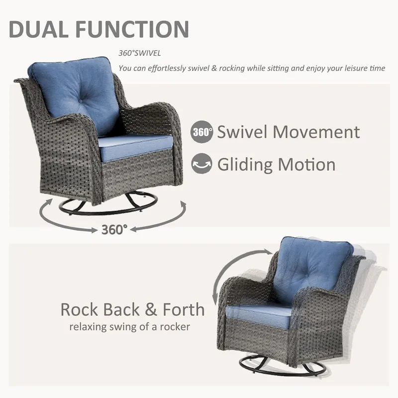 9 Piece Patio Furniture Set with Swivel Rocker Chair and Outdoor Sofa