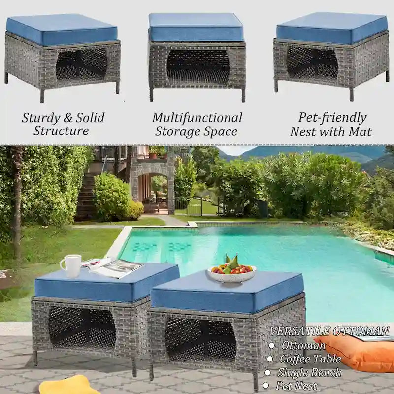 9 Piece Patio Furniture Set with Swivel Rocker Chair and Outdoor Sofa