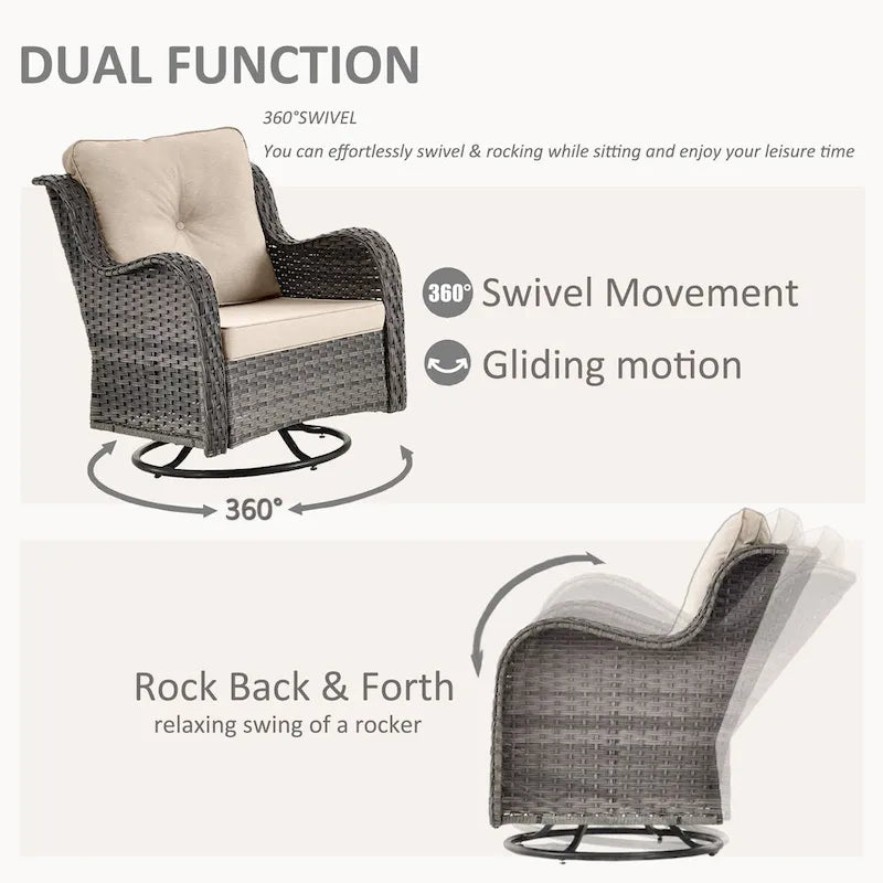 9 Piece Patio Furniture Set with Swivel Rocker Chair and Outdoor Sofa