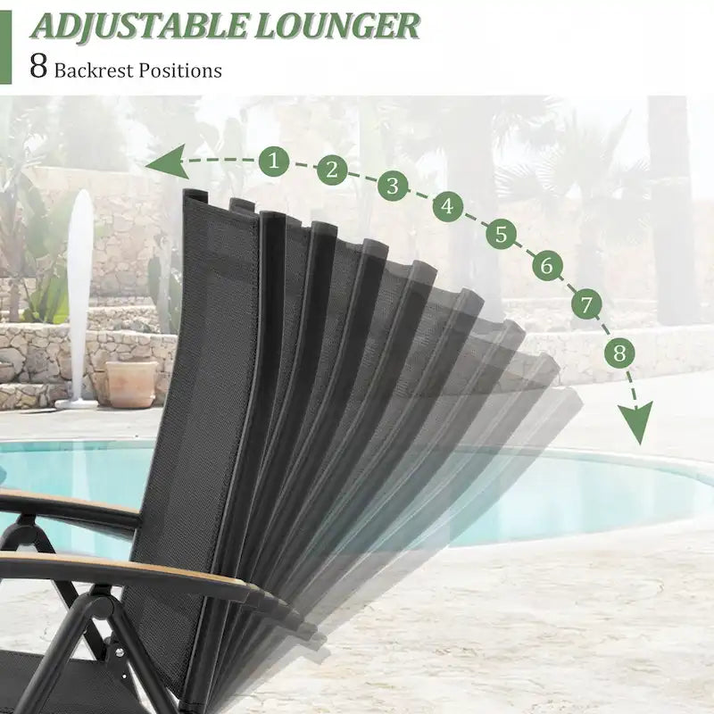 9PC Outdoor Aluminum Expandable Patio Dining Table Extension Table with Floding Chair