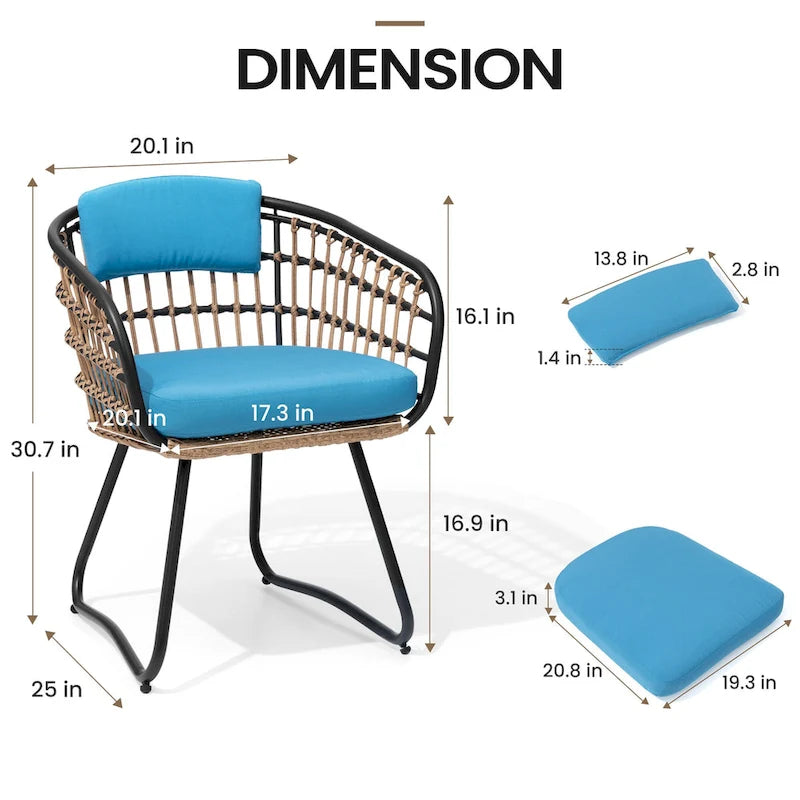 7PC Outdoor Set Aluminum Expandable Patio Dining Table with Rattan Chair