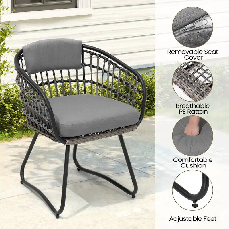 7PC Outdoor Set Aluminum Expandable Patio Dining Table with Rattan Chair