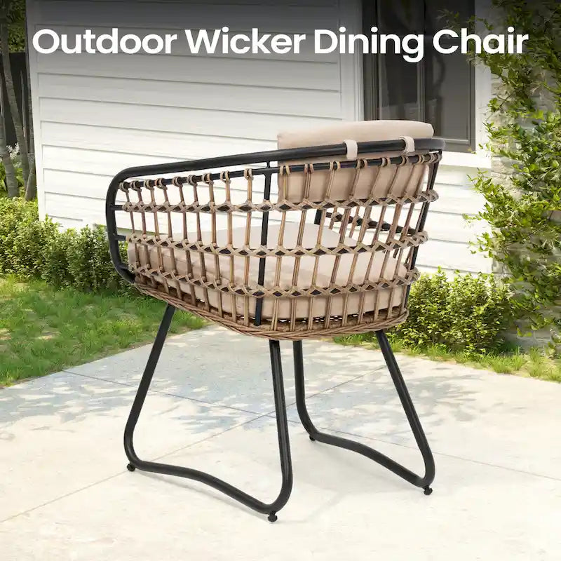7PC Outdoor Set Aluminum Expandable Patio Dining Table with Rattan Chair