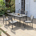 7-Piece Outdoor Aluminum Rectangular Dining Table with Chairs