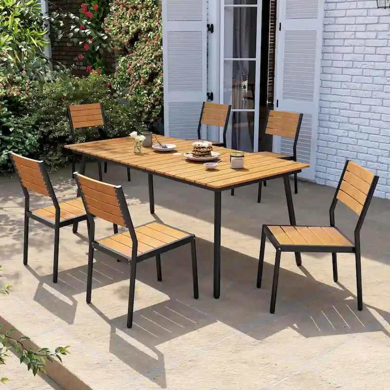7-Piece Outdoor Aluminum Rectangular Dining Table with Chairs