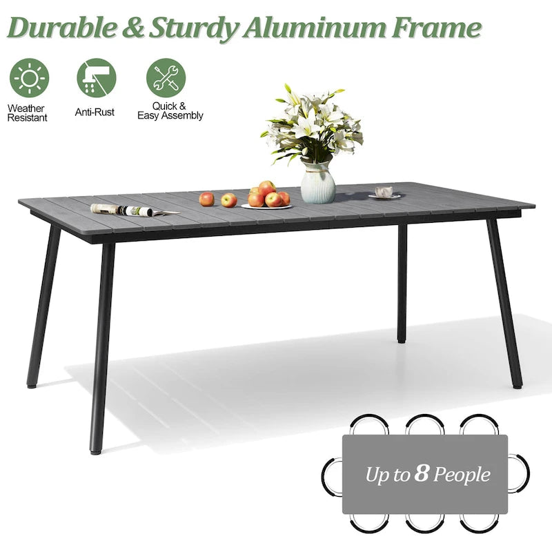 7-Piece Outdoor Aluminum Rectangular Dining Table with Chairs