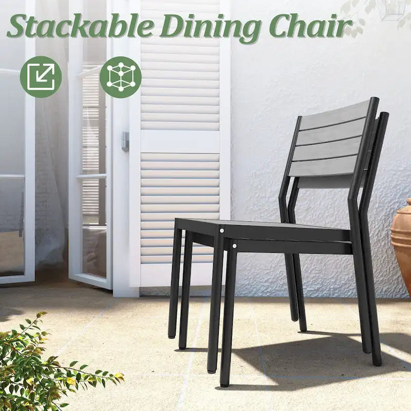7-Piece Outdoor Aluminum Rectangular Dining Table with Chairs
