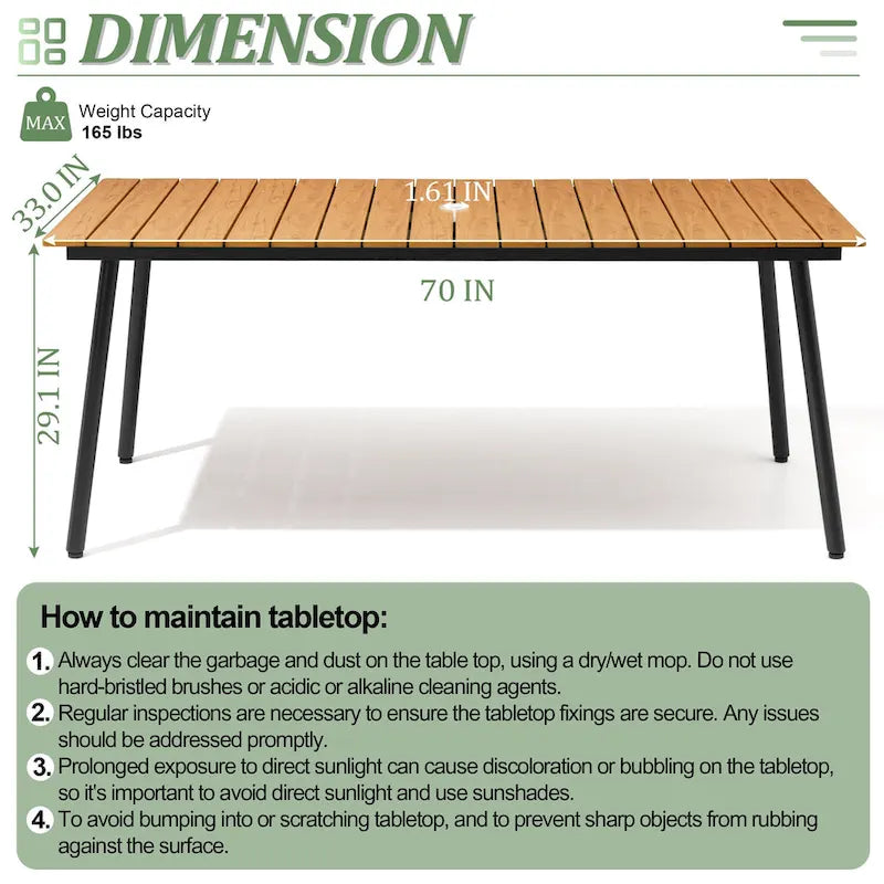 7-Piece Outdoor Aluminum Rectangular Dining Table with Chairs