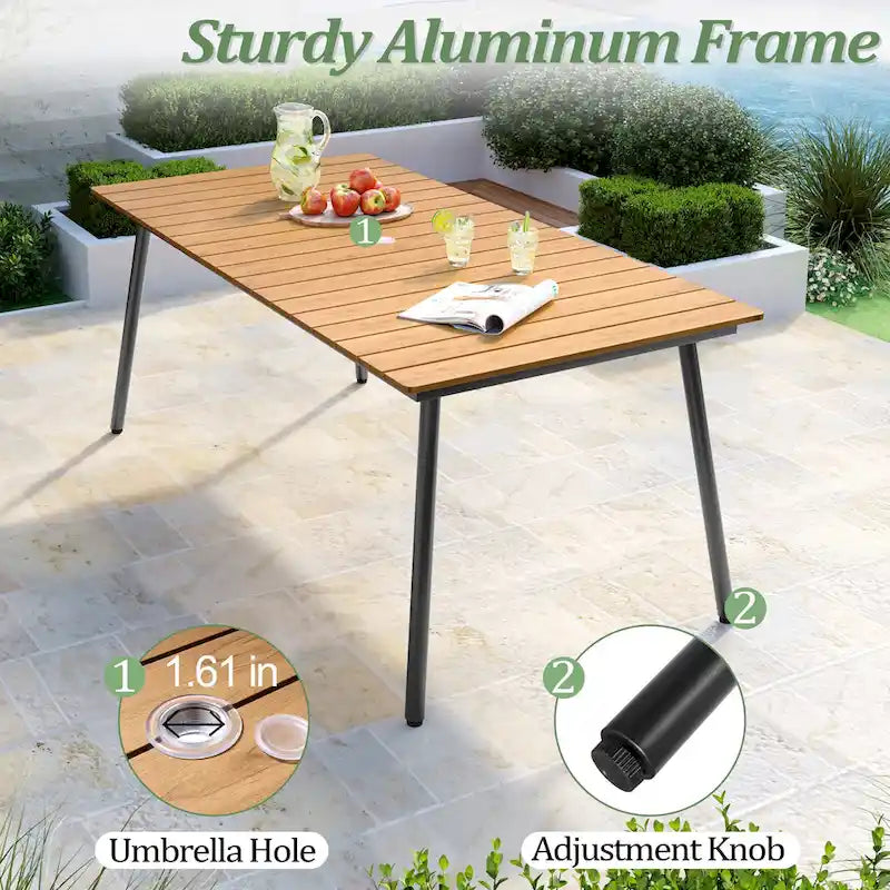 7-Piece Outdoor Aluminum Rectangular Dining Table with Chairs