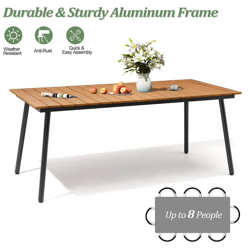 7-Piece Outdoor Aluminum Rectangular Dining Table with Chairs