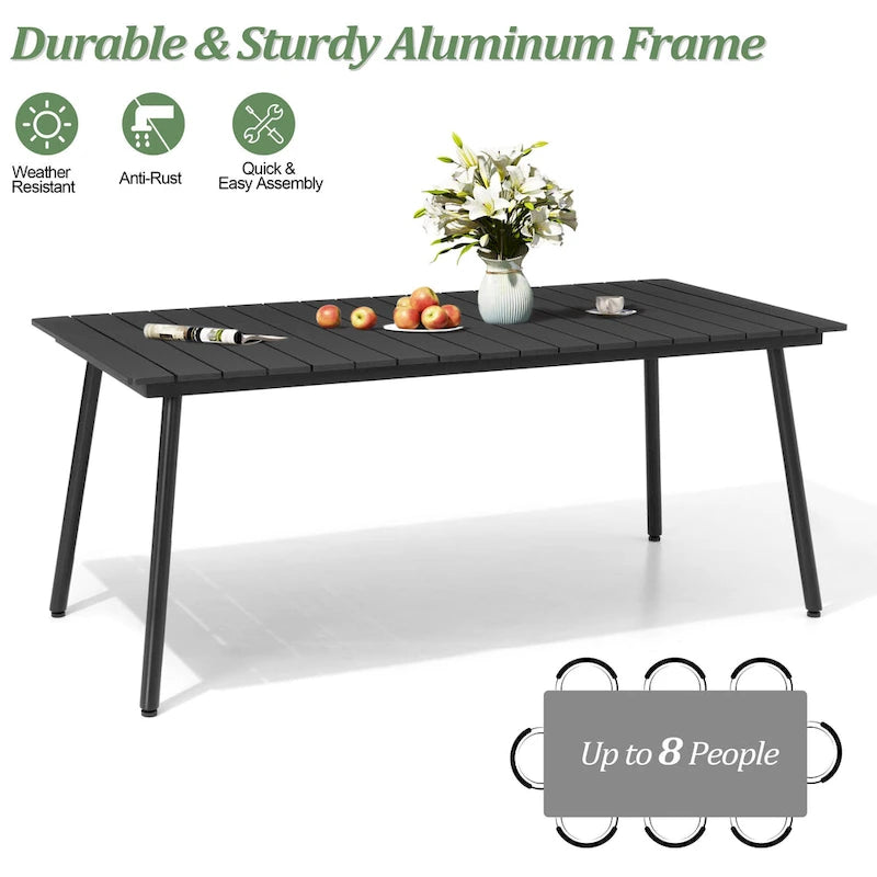7-Piece Outdoor Aluminum Rectangular Dining Table with Chairs