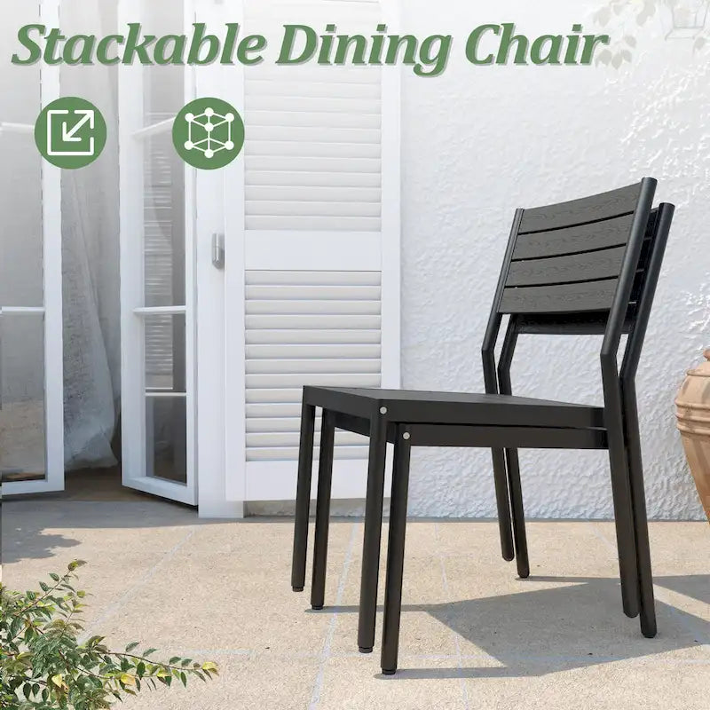 7-Piece Outdoor Aluminum Rectangular Dining Table with Chairs