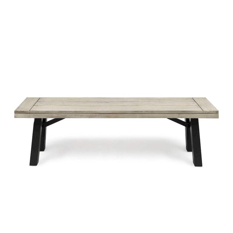 3-Piece Outdoor Patio Picnic Dining Set with 2 Benches, Acacia Wood and Metal Frame