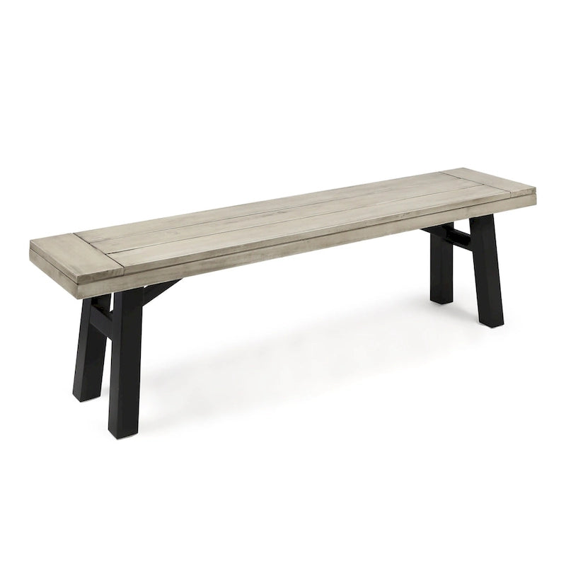 3-Piece Outdoor Patio Picnic Dining Set with 2 Benches, Acacia Wood and Metal Frame