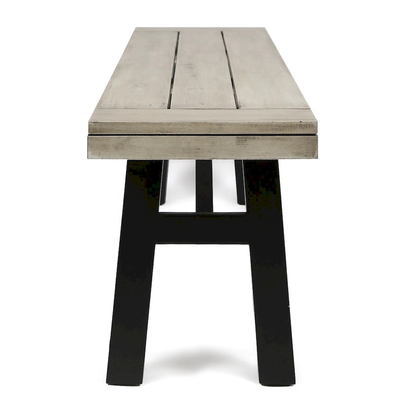 3-Piece Outdoor Patio Picnic Dining Set with 2 Benches, Acacia Wood and Metal Frame