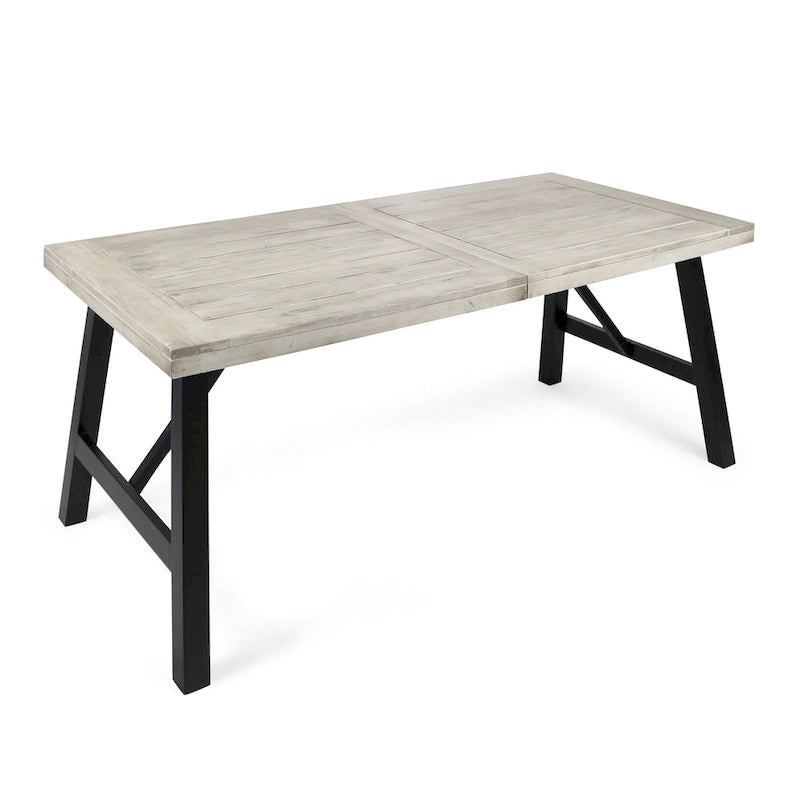 3-Piece Outdoor Patio Picnic Dining Set with 2 Benches, Acacia Wood and Metal Frame