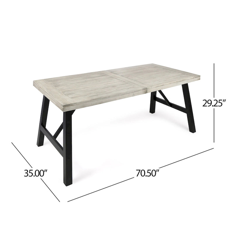 3-Piece Outdoor Patio Picnic Dining Set with 2 Benches, Acacia Wood and Metal Frame