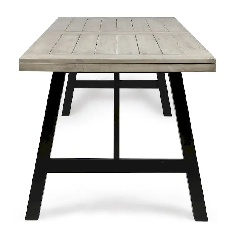 3-Piece Outdoor Patio Picnic Dining Set with 2 Benches, Acacia Wood and Metal Frame