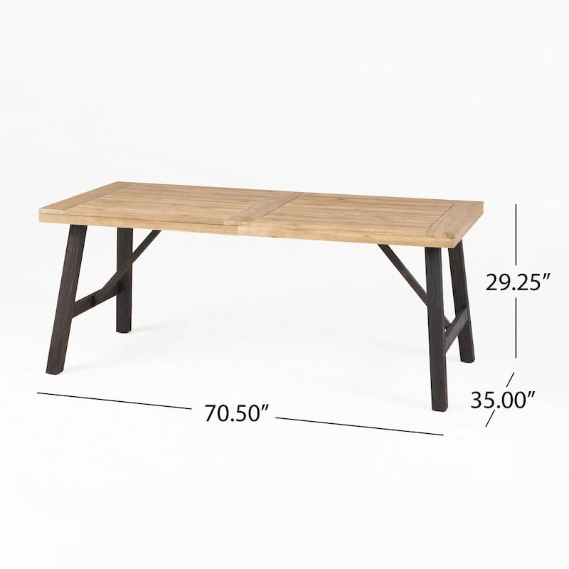 3-Piece Outdoor Patio Picnic Dining Set with 2 Benches, Acacia Wood and Metal Frame