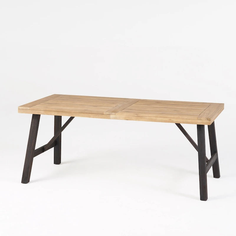 3-Piece Outdoor Patio Picnic Dining Set with 2 Benches, Acacia Wood and Metal Frame