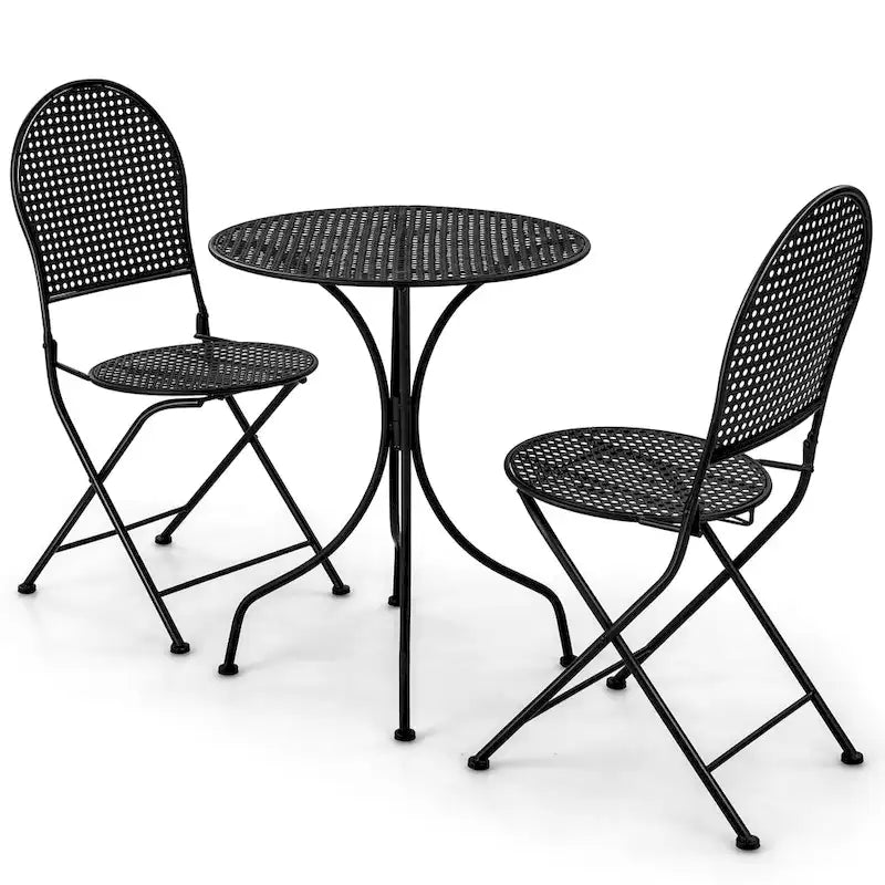 Gymax 3 PCS Patio Bistro Set All-weather Metal Table & Chair Set for 2