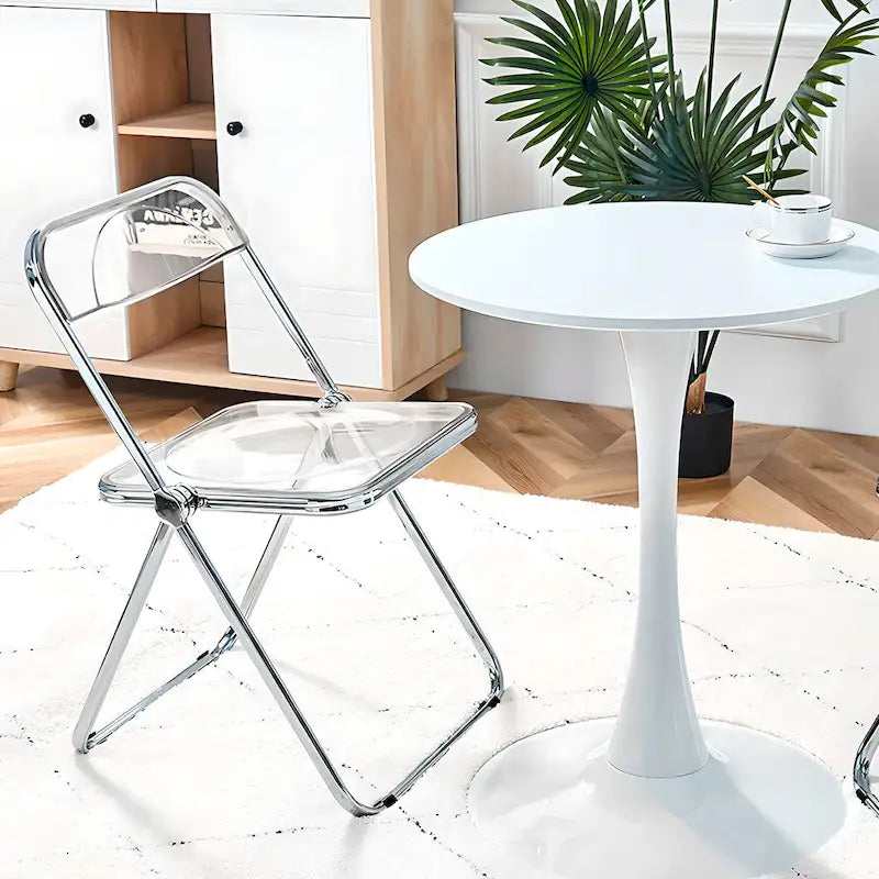 Folding Dining Chair with Acrylic Seat and Metal Frame