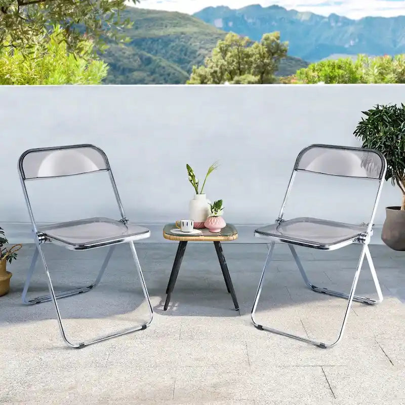 Folding Dining Chair with Acrylic Seat and Metal Frame