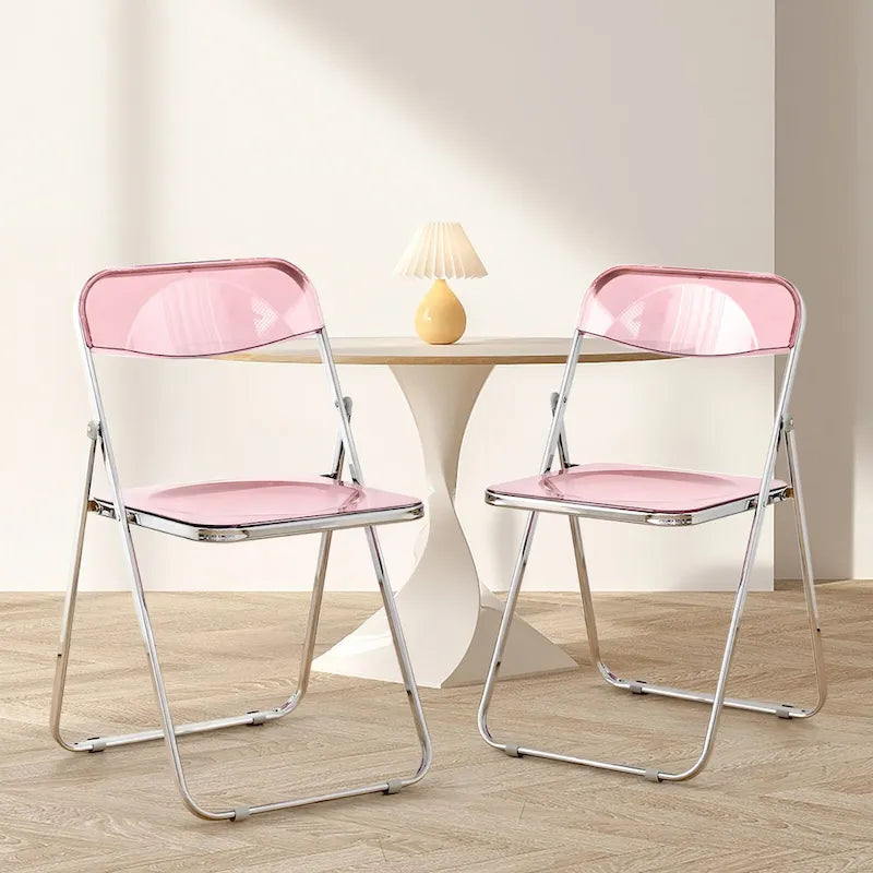 Folding Dining Chair with Acrylic Seat and Metal Frame