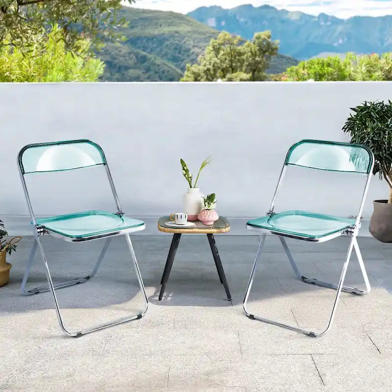 Folding Dining Chair with Acrylic Seat and Metal Frame