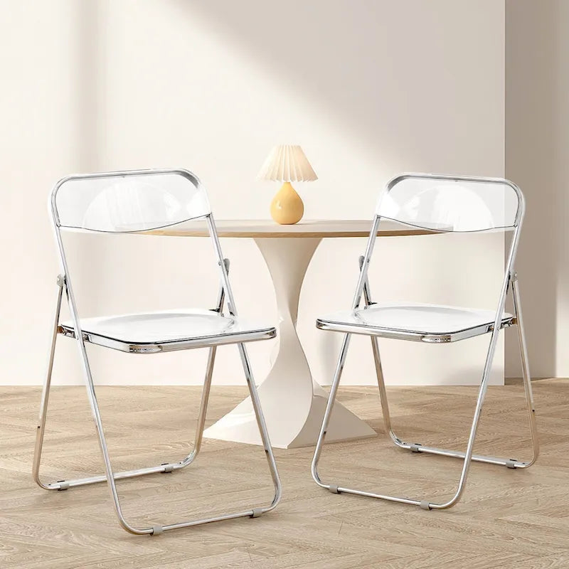 Folding Dining Chair with Acrylic Seat and Metal Frame