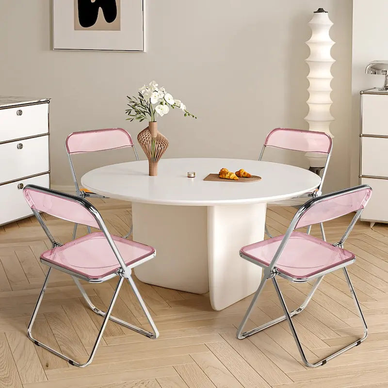 Folding Dining Chair with Acrylic Seat and Metal Frame