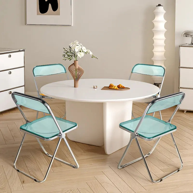 Folding Dining Chair with Acrylic Seat and Metal Frame