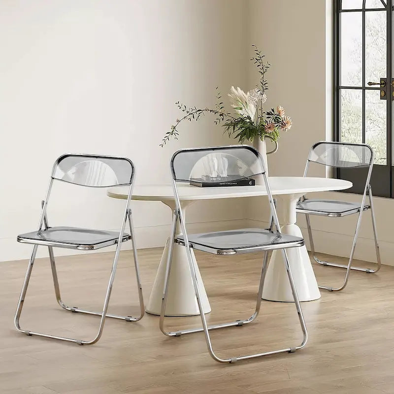 Folding Dining Chair with Acrylic Seat and Metal Frame