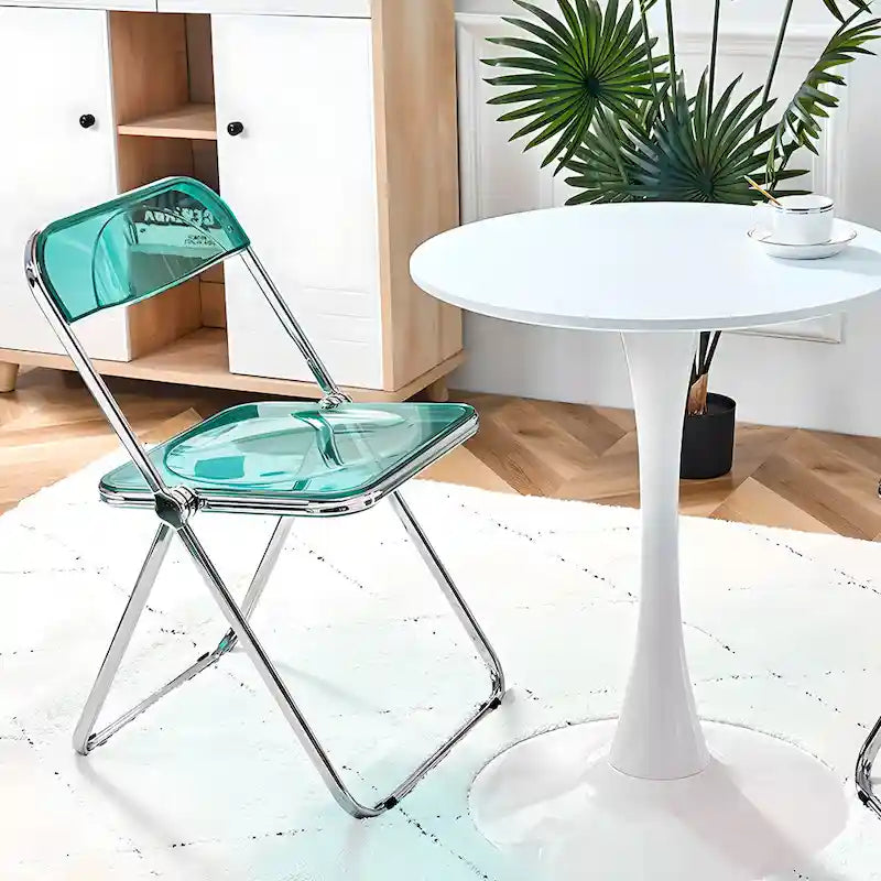 Folding Dining Chair with Acrylic Seat and Metal Frame
