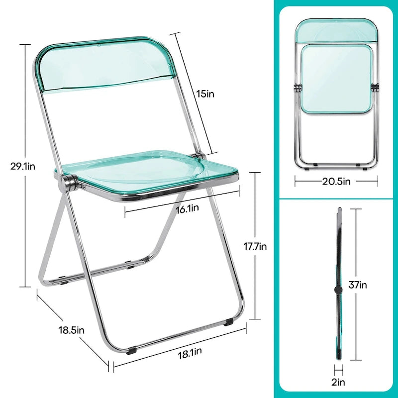 Folding Dining Chair with Acrylic Seat and Metal Frame