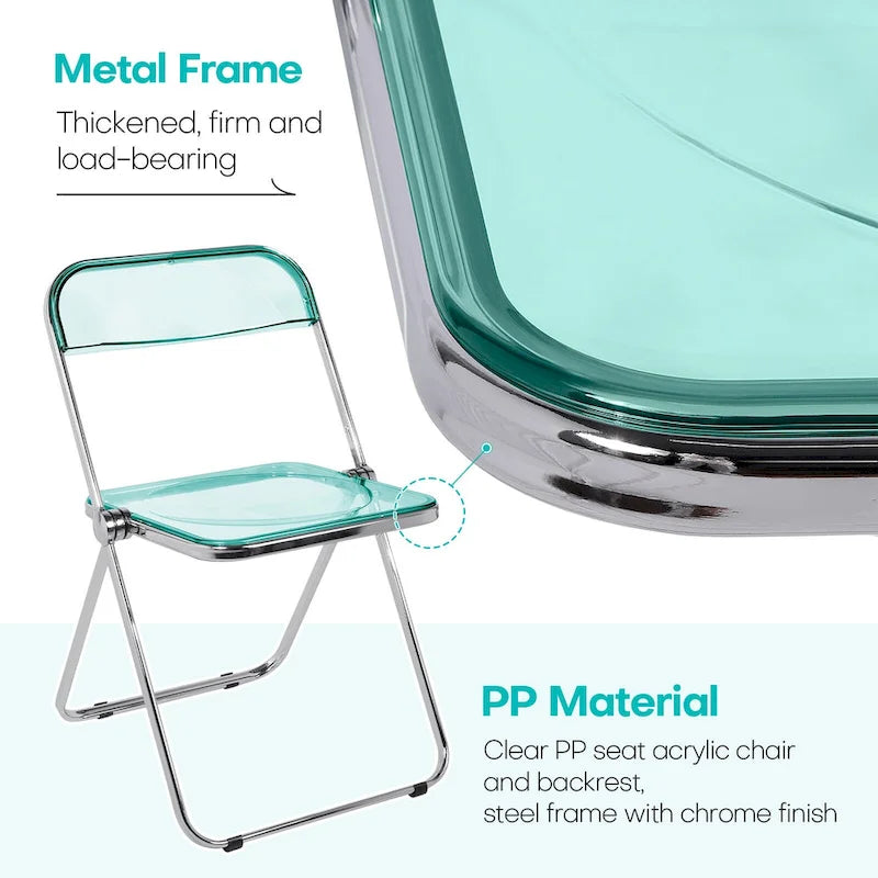 Folding Dining Chair with Acrylic Seat and Metal Frame